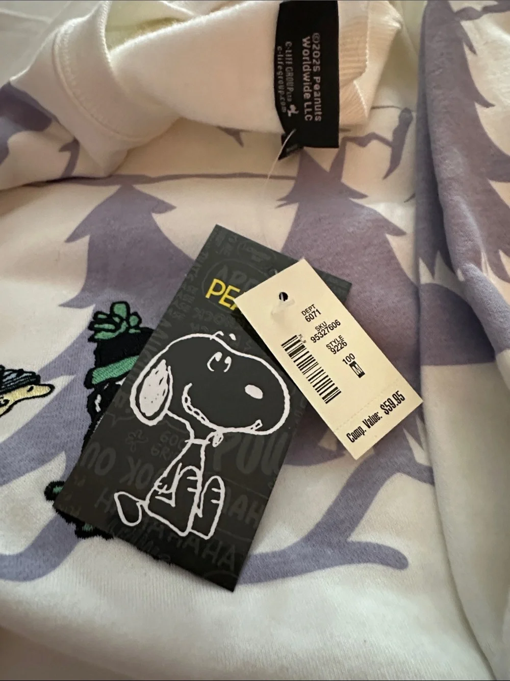 Peanuts White Sweatshirt with Lavender Mountain & Green Accents - Picture 4 of 4